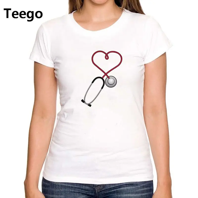 

Doctor Stethoscope Women's T-Shirt Cotton Short Sleeve For Women Harajuku Female White Tops Clothes