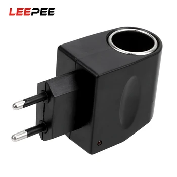 

LEEPEE EU US Plug Converter AC 220V To DC 12V Auto Accessories Interior Parts Black Car Cigarette Lighter Adapter