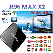 New tv boxes H96 MAX X2 android 8.1 tv box 4GB 64GB H.265 1080P 4K Bluetooth USB 3.0 smart tv set top box support Youtube