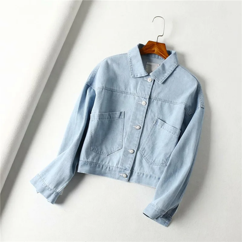 

Id66 Fashion Handsome Versatile Loose-Fit Slimming Cowboy Short Jacket Lace Joint Retro Workwear Jacket