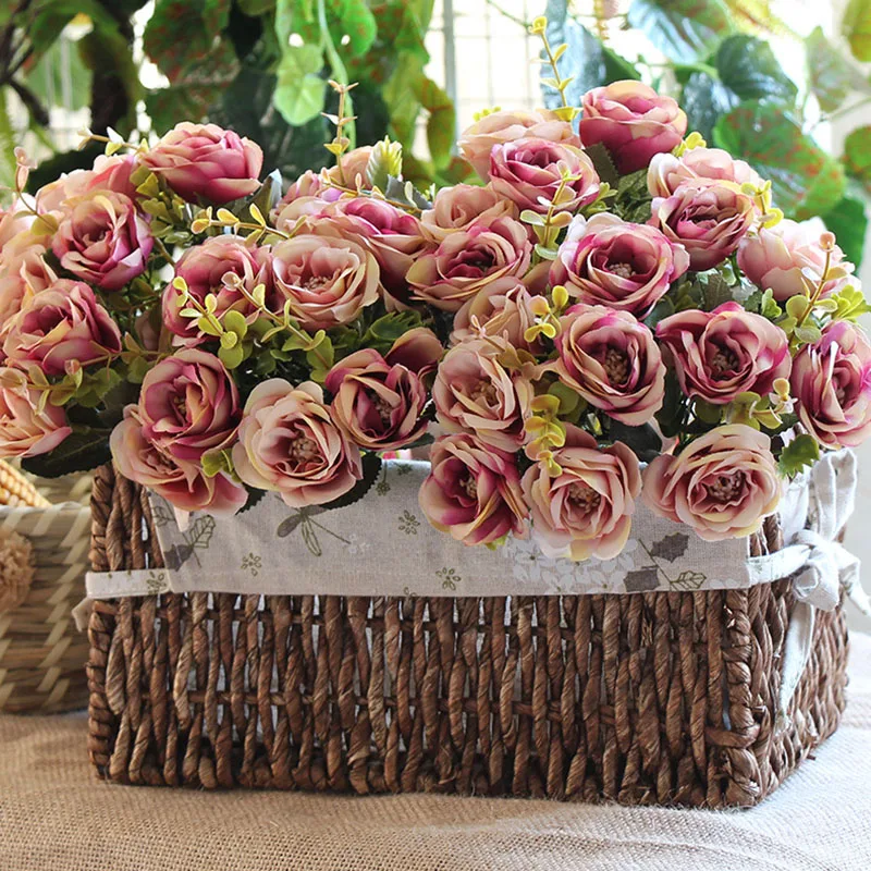 artificial flowers silk rose wedding bouquet home decor (11)