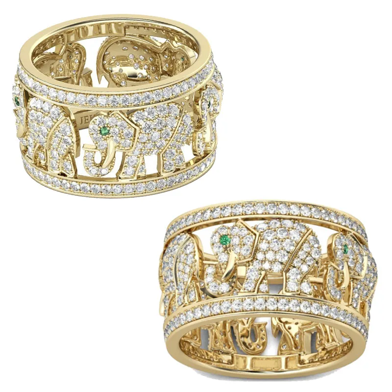 Classic Luxury Fashion Gold Color Full Zirconia Crystal Lovely Elephant Animal Female Ring for Women Party Jewelry Accessories - Image 5