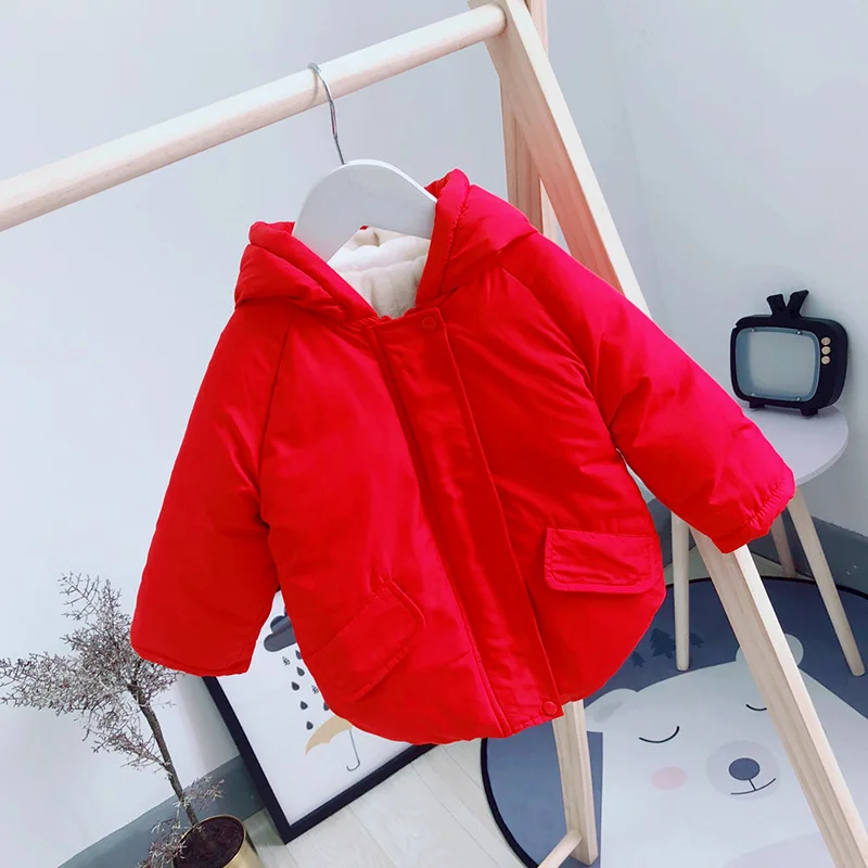 Красный thick girls plus velvet warm clothes children's clothing jacket - Цвет: Красный