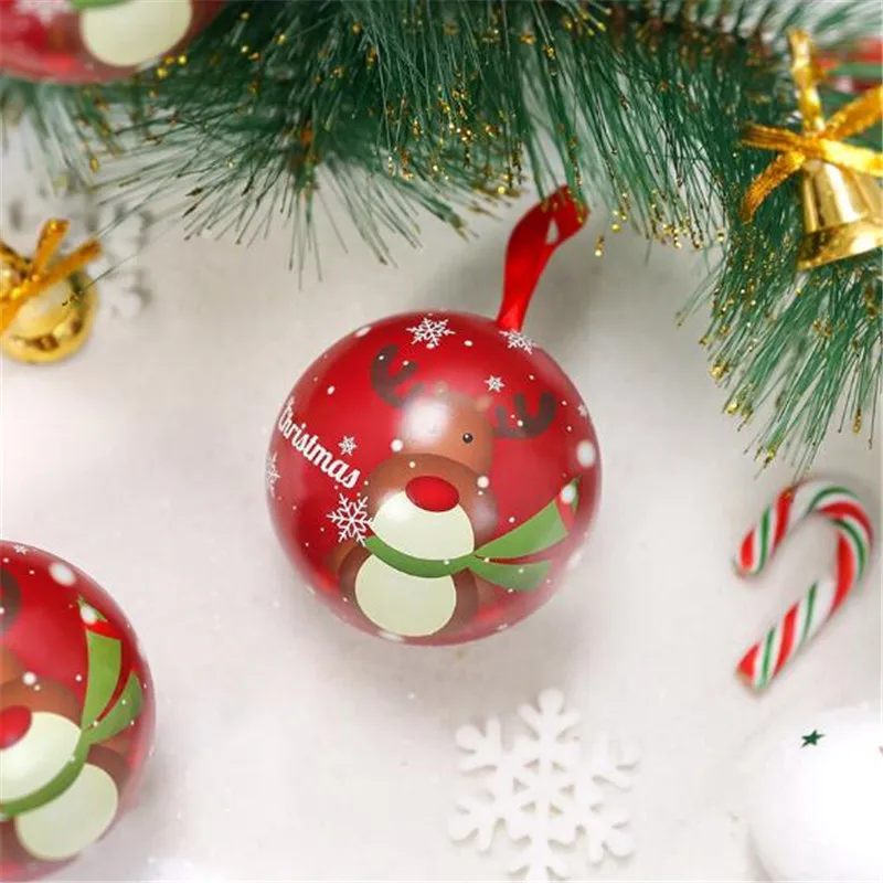 Новое поступление Рождественская Подарочная коробка Рождественский железный шар круглый шар коробка для конфет упаковочные коробки для гостей Подарочная сумка для рождественской вечеринки - Цвет: Флуоресцентный желтый