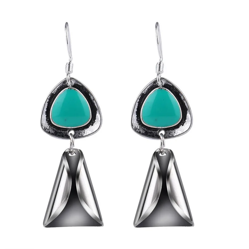 Old Wind Chime Earrings For Women Turquoise Shape Statement Earrings Vintage Indian Jewelry Boucle D`Oreille Femme 30AUG200