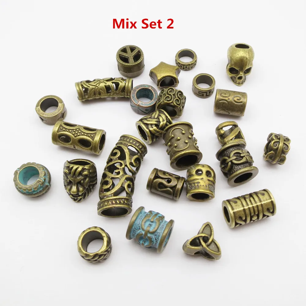 25 шт./лот смешанный Металлический Набор для волос оплетка страшный Дред бусины