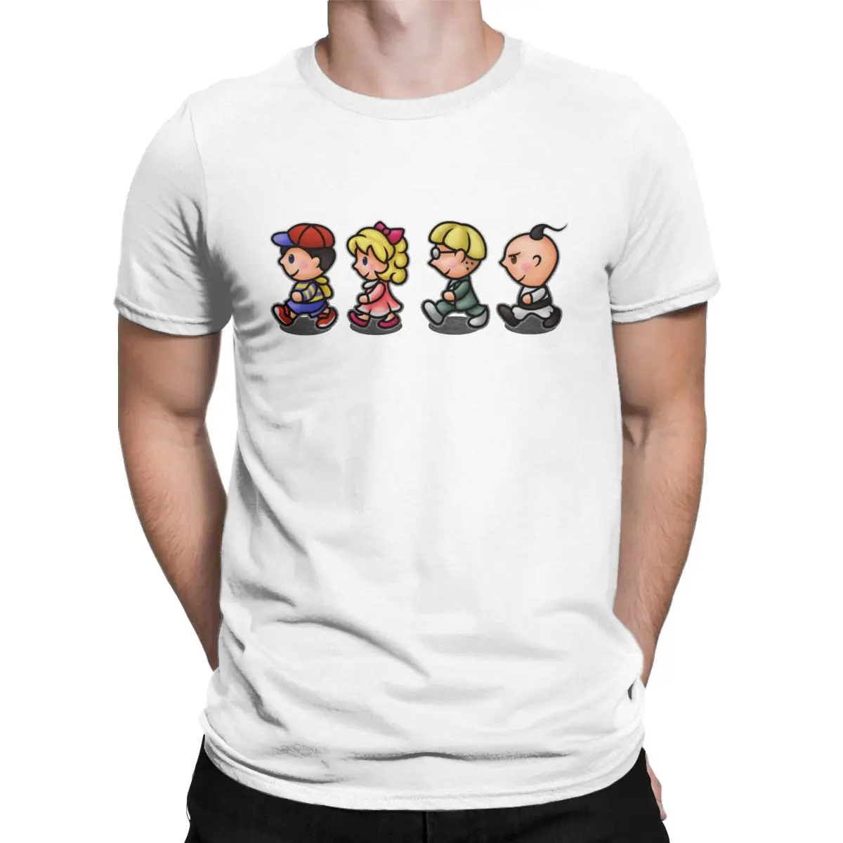 Мужские футболки Earthbound, для мальчиков, для мамы, для ролевых игр, хлопок, одежда, Ретро стиль, короткий рукав, вырез лодочкой, футболка, 4XL, 5XL, 6XL, футболки - Цвет: Белый
