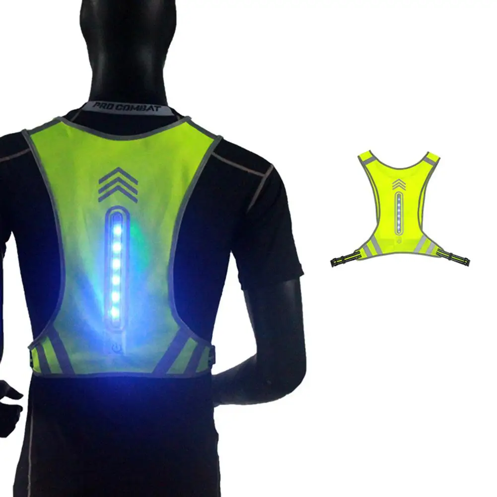 Защитный жилет для бега, топ, светодиодный, беспроводной, светоотражающий жилет, снаряжение для ночной езды, мужская куртка для бега, для женщин, для спорта на открытом воздухе, для велоспорта