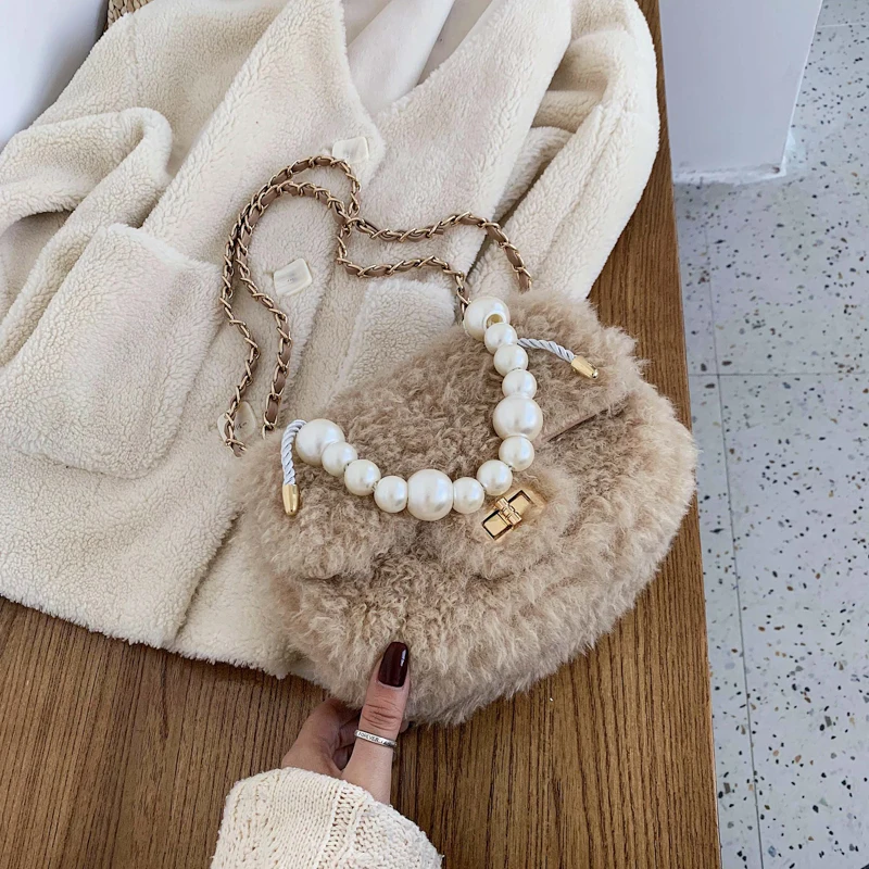 IVog Новое поступление повседневные женские сумки через плечо cc желтая цепочка меховые сумки для женщин