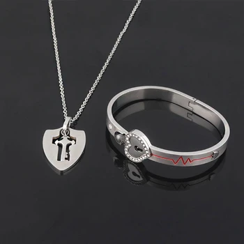 

100 Different Language I Love U Heart Lock Key Couple Bracelet Necklace Lovers N58F