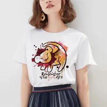 Акуна Матата рубашка Для женщин Harajuku Ullzang Мода Лев футболка King Летняя мода Для женщин повседневные футболки