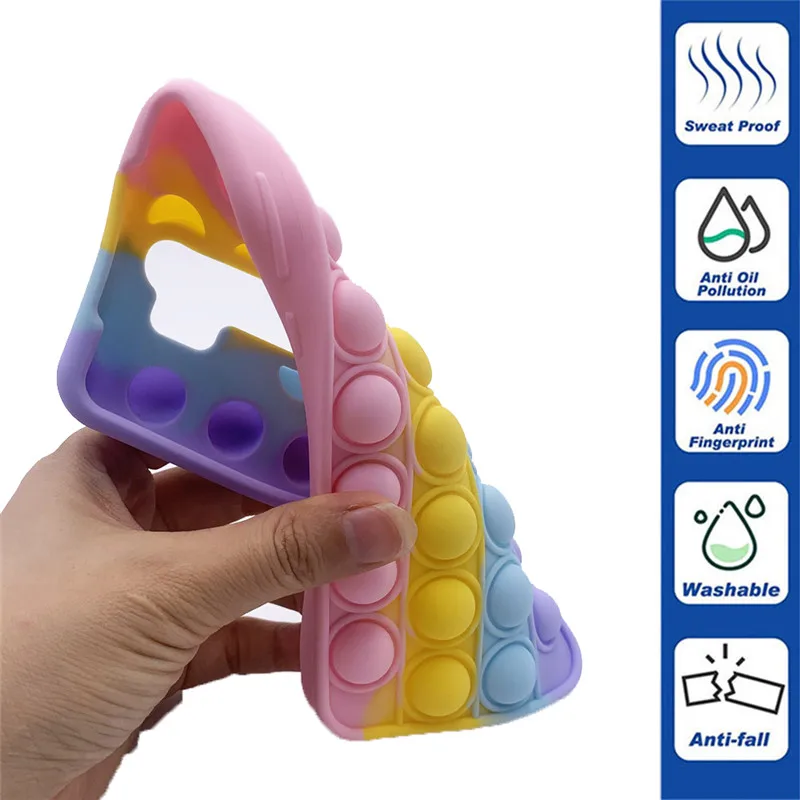 For Redmi Note 9 Pro 9S 7 8 Pro Push Pop Bubble Fidget Toy Soft Case for Redmi 9 9T 9C 9A Mi Poco X3 M3 Sensory Stress Reliver