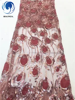 

BEAUTIFICAL nigerian wedding embroidery sequins lace fabrics french tulle lace african 2019 quality net lace material ML44N295