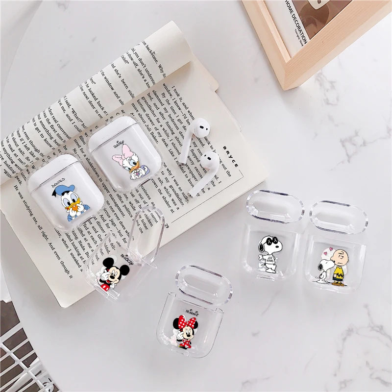 Мультяшный чехол для AirPods беспроводной Bluetooth наушники защитный чехол милые, Прозрачные Жесткие чехлы для Apple Airpods зарядная коробка