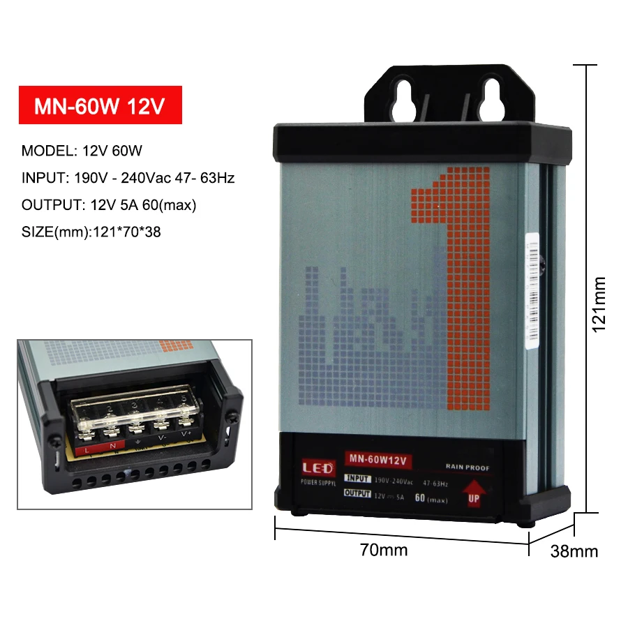 Светодиодный водонепроницаемый источник питания для улицы DC12V 60 Вт 120 Вт 200 Вт 250 Вт 400 Вт DC24V светодиодный трансформатор