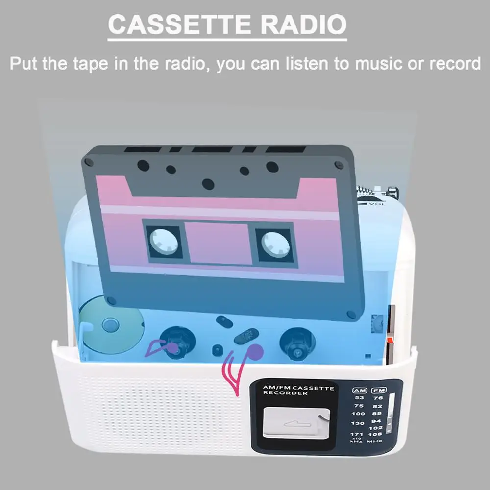 Retekess TR606 2 Band FM/AM портативное радио с воспроизведением кассеты Диктофон поддержка Встроенный/внешний микрофон Запись Retekess TR606 2 Band FM/AM портативное радио с воспроизведением кассеты Диктофон поддержка Встроенный/внешний микрофон Запись