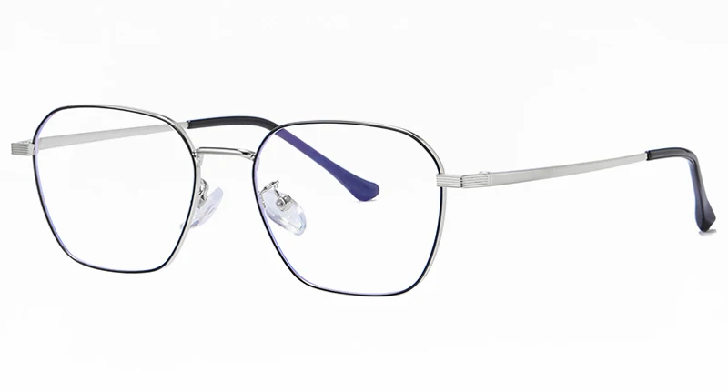 silver black frame Peekaboo, анти-синие компьютерные очки, защита, металлические прозрачные линзы, Мужские квадратные очки для близорукости, женские очки, оправа, золото - Цвет оправы: silver black frame