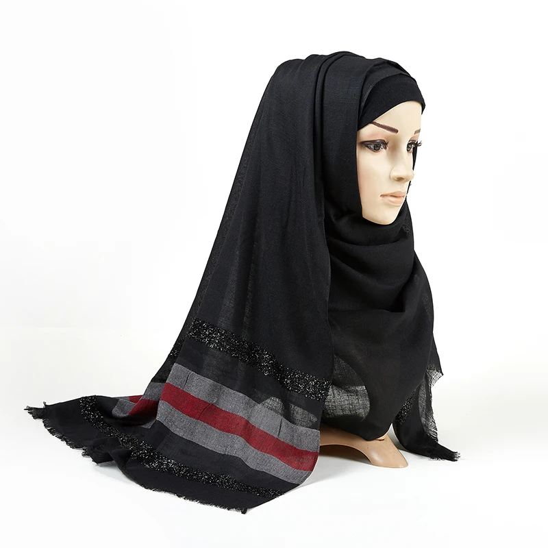Горячая мерцающие полосы красочные Sripes мягкая вискоза хиджаб шарф 10 цветов великолепный Женский шарф Прямая