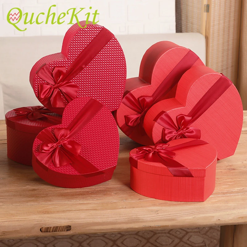 Juego de cajas de cartón con forma de corazón regalo, caja de cartón con de flor caramelo, floristería, 1/3/unidad|Envoltorios y bolsas de regalo| - AliExpress