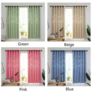 

Stars Window Curtains For Living Room Bedroom Meteor Shower Hollow Tulle Curtain 100cm * 200cm