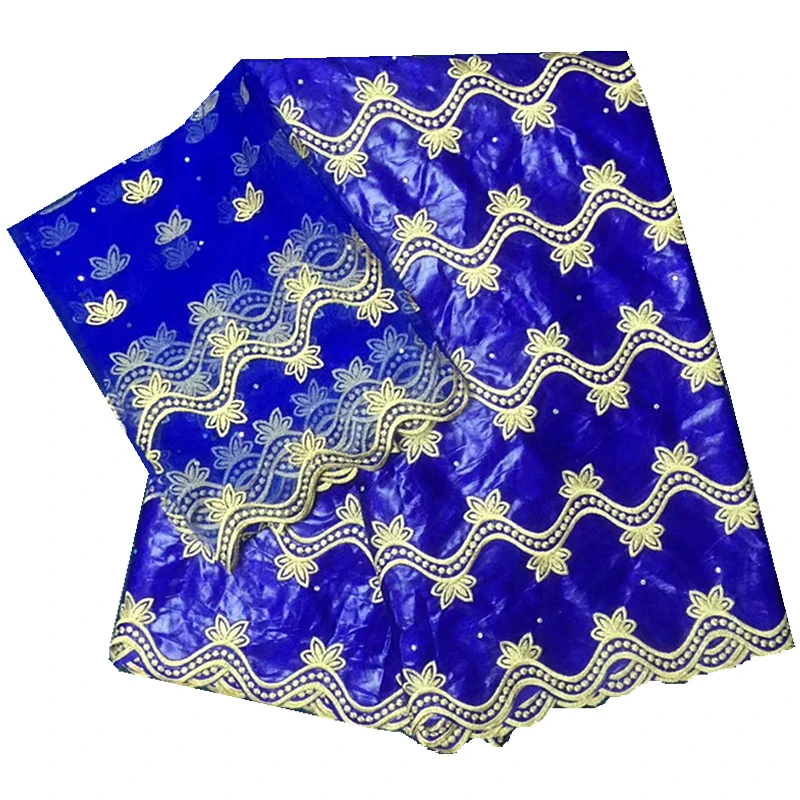 Синий базин богатая африканская ткань 2020 новый хлопок Бродер с тюлем кружева