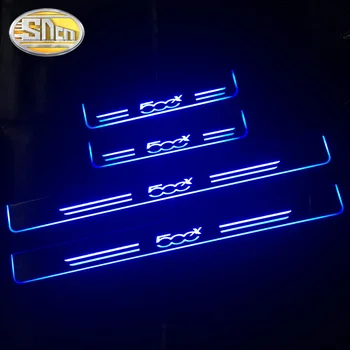 

For Fiat 500 500x 500l Punto Tipo LED Door Sill Scuff Plate Pedal Dynamic Welcome Door Lights Car Sticker