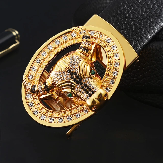 Men Rhinestone Animal Decor Automatic Buckle Belt