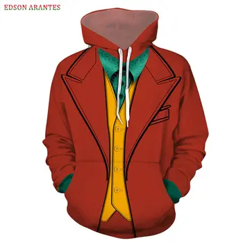 

Halloween Clown cosplay Men Women Hoodies 3D Print Fake two pieces Pullover Fashion Hooded Sweatshirt Hip hop Red Men Hoodie