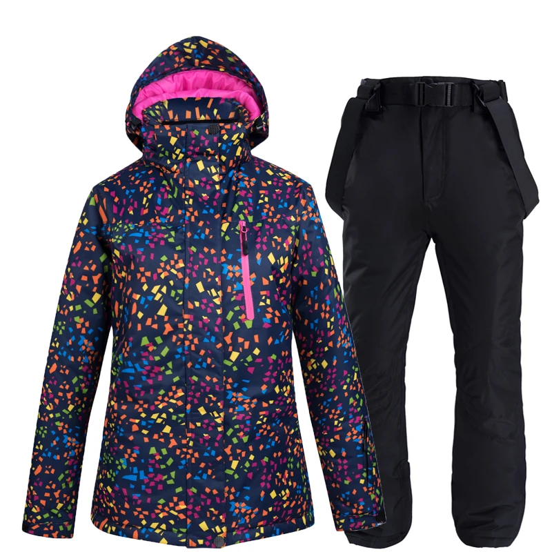 Cheaper Black Ski Suit Set Snowboarding Clothing Girl's Costume Outdoor