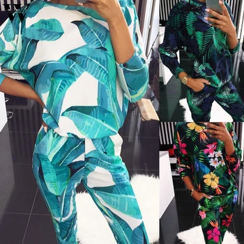 

Womail Women tracksuit Autumn Two Pieces Pullover Sweatershirt Suit long pant Set Jogging Suits Sport Ladies Print Sportwear 924