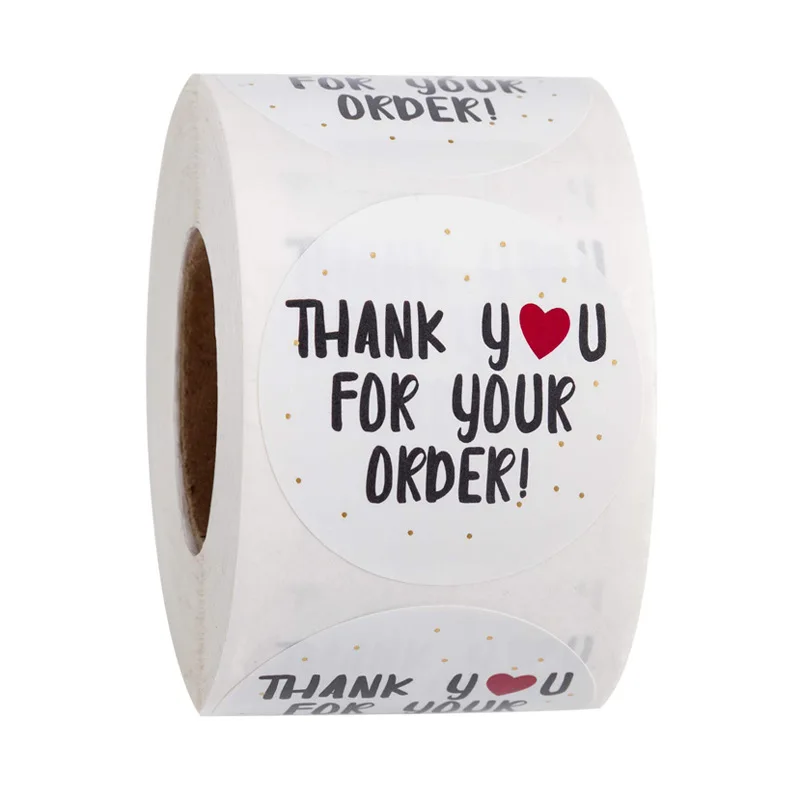 

white Paper thank you for your order 500pcs sticker baking stickers 1 inch Packaging Sticker