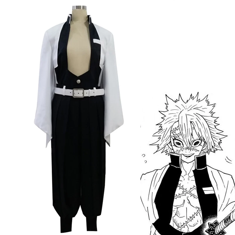 Аниме комиксов демон убийца Kimetsu без Yaiba Костюмы для косплея Sanemi Shinazugawa Косплей