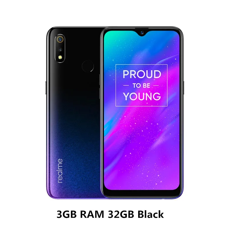 REALME 3 6," Dewdrop мобильные телефоны Android P 3 ГБ ОЗУ 32 Гб ПЗУ смартфон Восьмиядерный аккумулятор 4230 мАч мобильный телефон - Цвет: 3GB 32GB Black