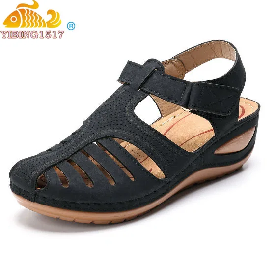 

Woman 2020 Summer Leather Vintage Sandals Buckle Casual Sewing Women Retro Sandalias Female Ladies Platform Shoes 36-46
