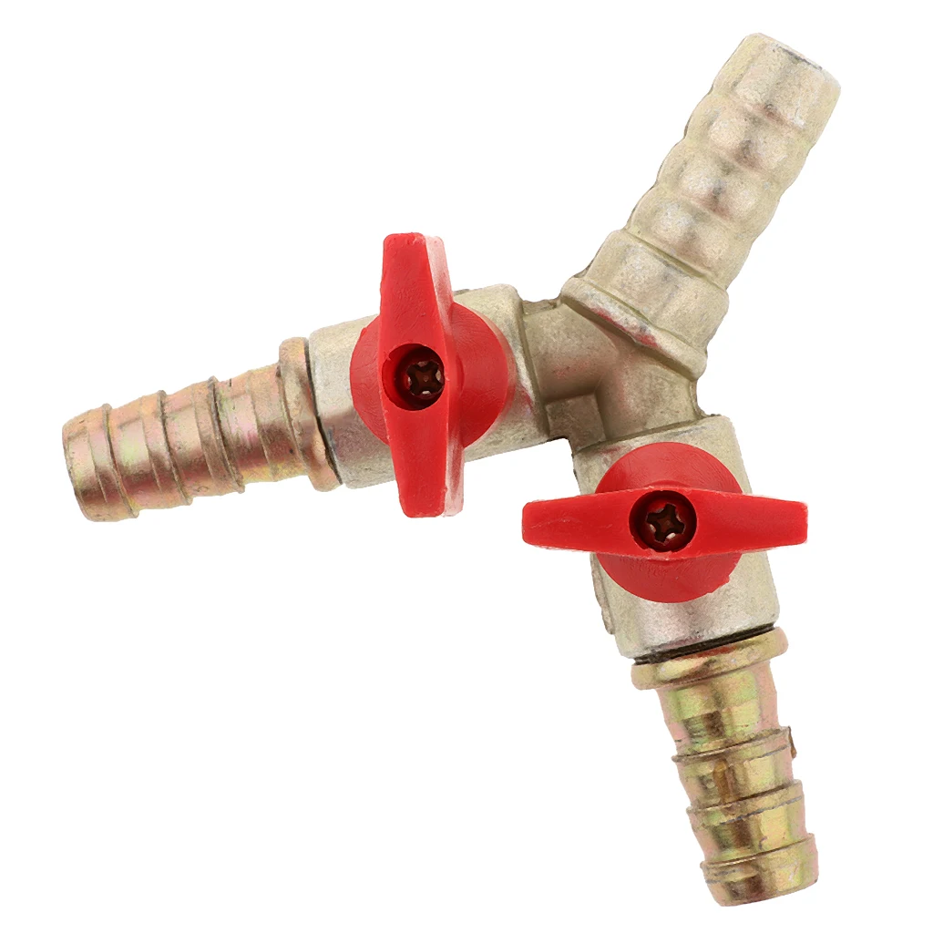 3/8 Inch Brass Y Shape 3 Way Shut off Ball Valve Fitting for Kitchen Gas Connections Hose Barb