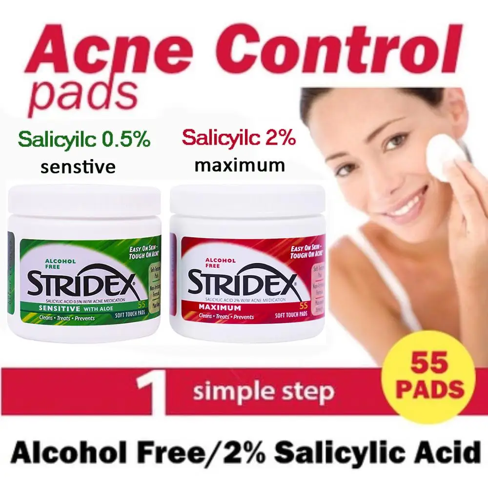 Stridex Acne Control Pads with Salicylic Acid 0.5 2 Women Men Acne
