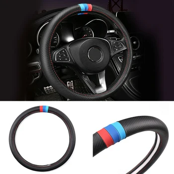 

Synthetic Leather Car Steering Wheel Cover Protector Slip-On For BMW M Sport Car Interior Decoration Car Steering Cover