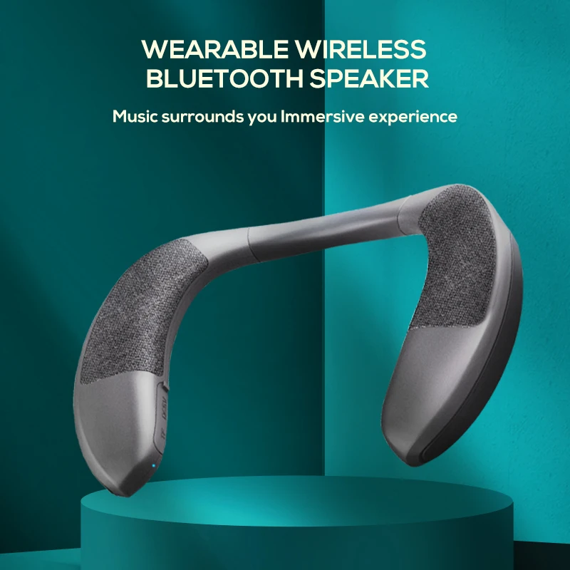 Rockmia Manufacturer U-Shape Neckband Wireless Speaker Bluetooth Stereo Sound  Deep Bass HIFI Wireless Speaker  Outdoors  Home