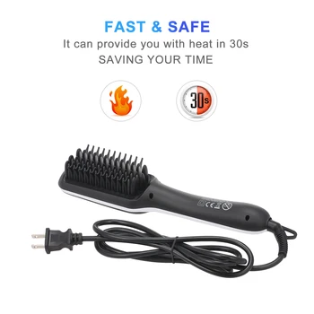 

Ionic Hair Straightener Brush Fast Heating Adjustable Hair Straightening Brush Portable Electric Straightening Comb US Plug