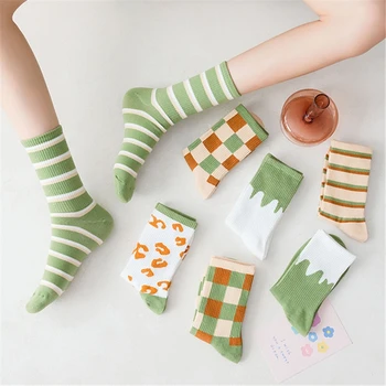 

Stylish Cotton Woman Socks Funny Happy Pattern Plaid Stripe Cloud Colorful Crew Sock Harajuku Cute Streetwear Type