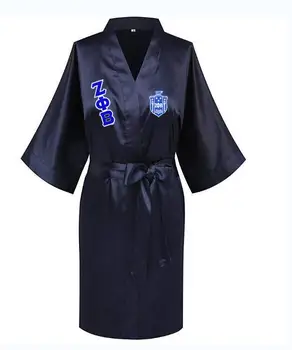 

Sorority Fraternity Loose Silk Bathrobe Lace Satin Zeta Phi Beta ZPB Clothes Robe Dressing