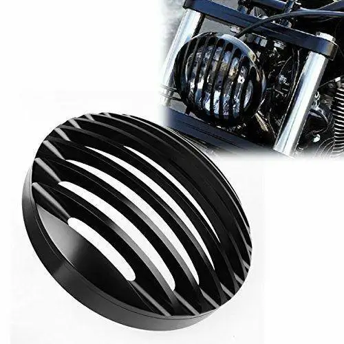 

5 3/4" Billet Aluminum Front Motorcycle Headlight Grille Cover for Harley Sportster XL 883 1200 2004-14 Mount Light Protector