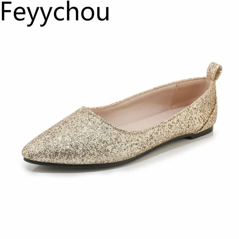 Flats Shoes Mary Janes Sequined Cloth Spring Autumn Pointed Toe Lace Up 2021 Sexy New Fashion Casual Black Gold Silver | Обувь