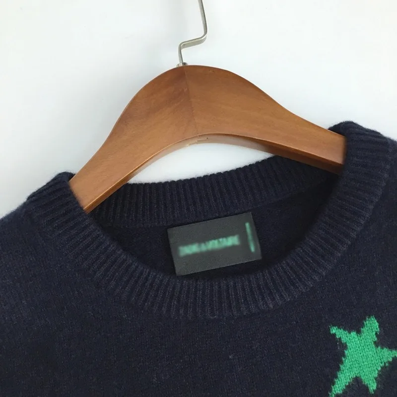 Women Sweater Star Knit Sweater Round Neck Cashmere Sweater