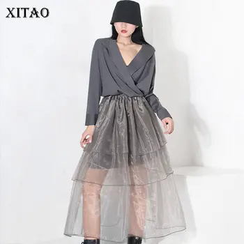 

XITAO Solid Elastic Waist Skirt Women 2020 Autumn Casual Fashion New Style Temperament All match High Waist Women Clothes ZP3024