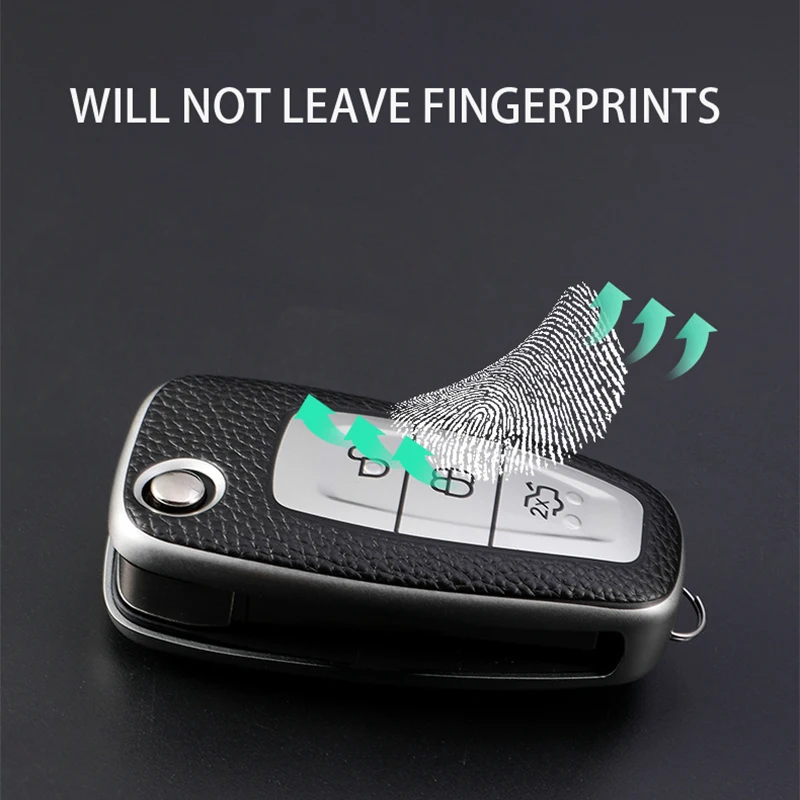 3 Buttons TPU + Leather Car Key Case Cover For Ford Ranger C-Max S-Max Focus Galaxy Mondeo Transit Tourneo