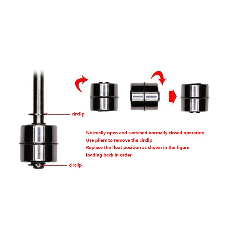 Liquid Level Sensor Water Level Switch 304/316 Stainless Steel L type Liquid Water Level controller Sensor Internal Float Switch Tank Pool water tower