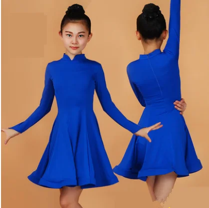 Royal blue A01 Новинка года, платье для латиноамериканских танцев для девочек, 7 цветов, красный, зеленый, синий, для детей, для фитнеса, для детей, для самбы, Чача Румба, юбки для танцев для девочек - Цвет: Royal blue A01