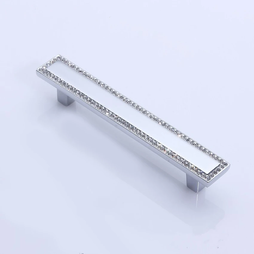 joint silver handles 96 мм мода люкс Стразы винный шкаф дверные ручки серебро золотой ящик ТВ шкаф ручки тянуть K9 кристалл - Цвет: joint silver handles