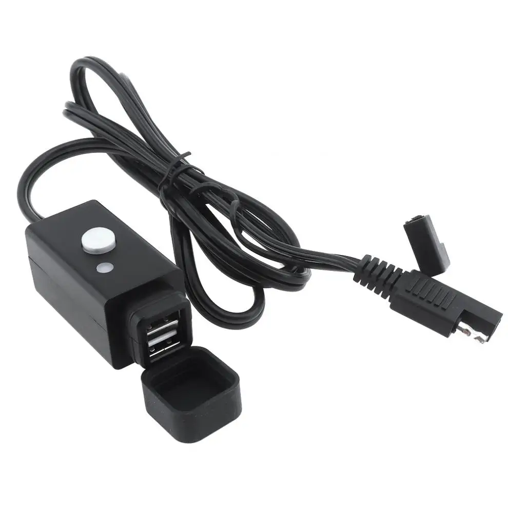 Матовое черное 10-24 В DC 5 В 3.1A SAE USB зарядное устройство для мотоцикла ABS водонепроницаемое зарядное устройство для мотоцикла с кнопкой переключения и пылезащитным покрытием